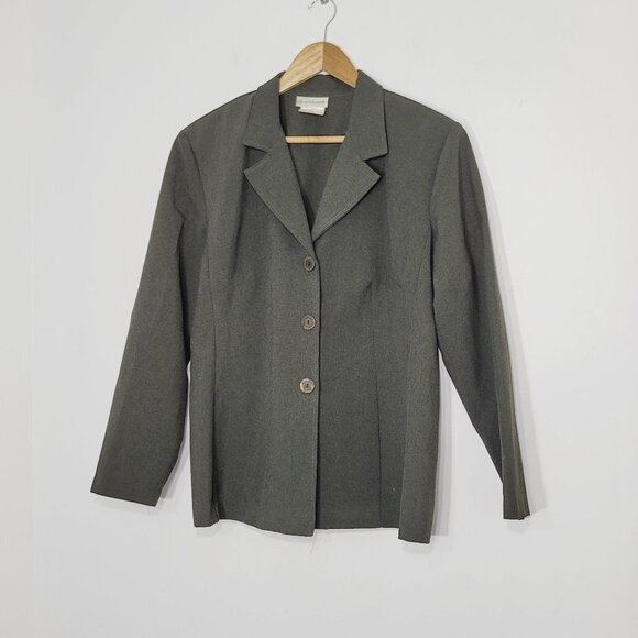 Gloria Vanderbilt Jackets & Blazers - Gloria Vanderbilt Green Gray Three Button Business Causal Blazer Plus Size 18